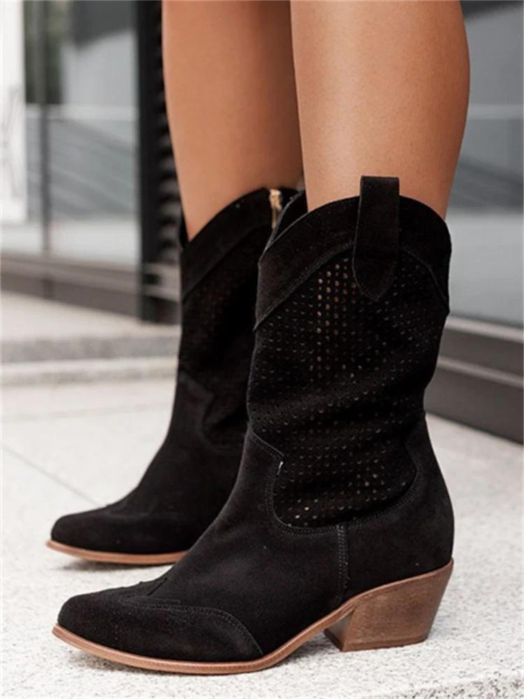 Western Suede Boots with Breathable Comfort