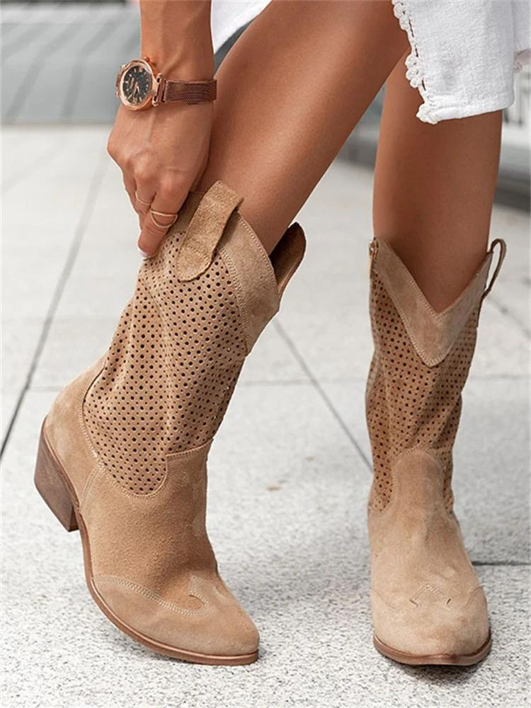 Western Suede Boots with Breathable Comfort
