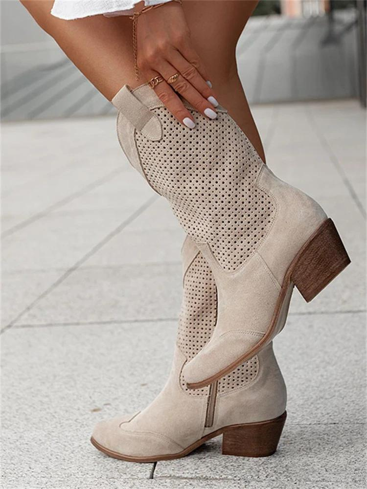 Western Suede Boots with Breathable Comfort